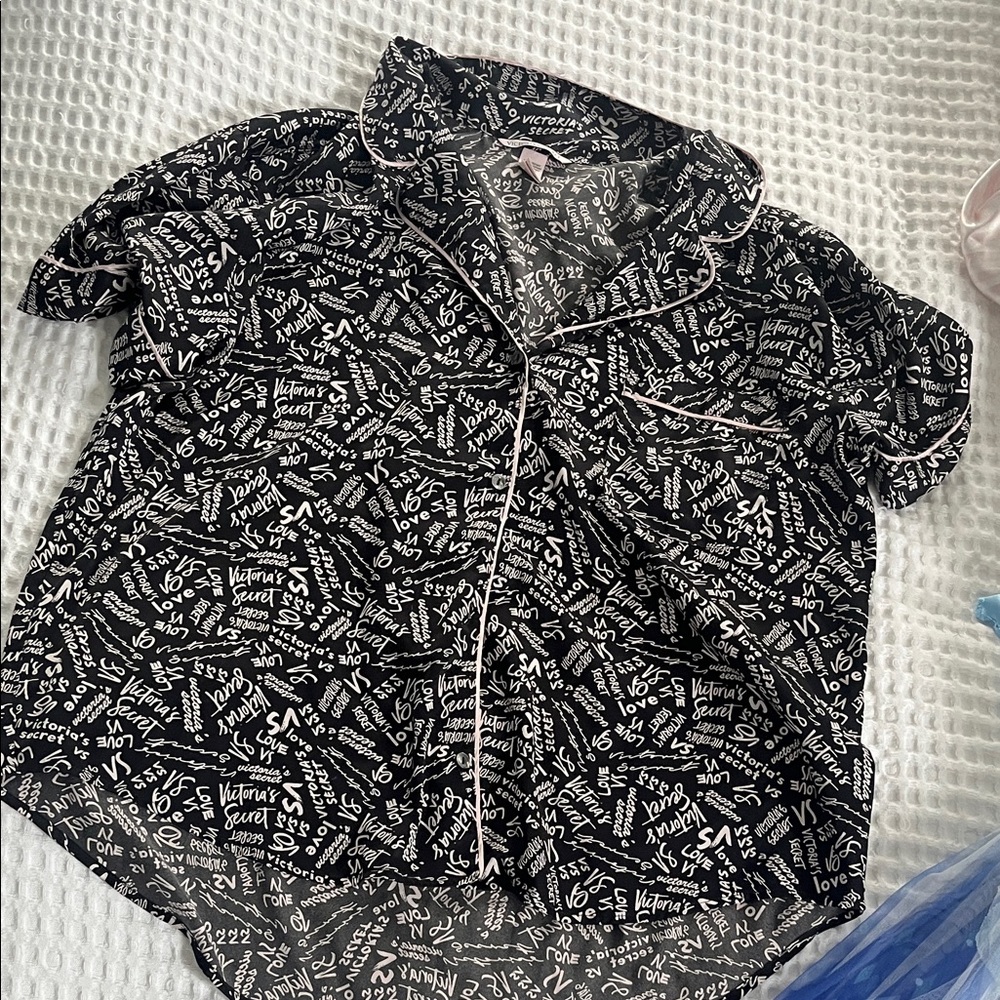 Victoria's Secret Monochrome Logo Pajama Shirt